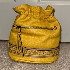 Yellow pouch bag with strap